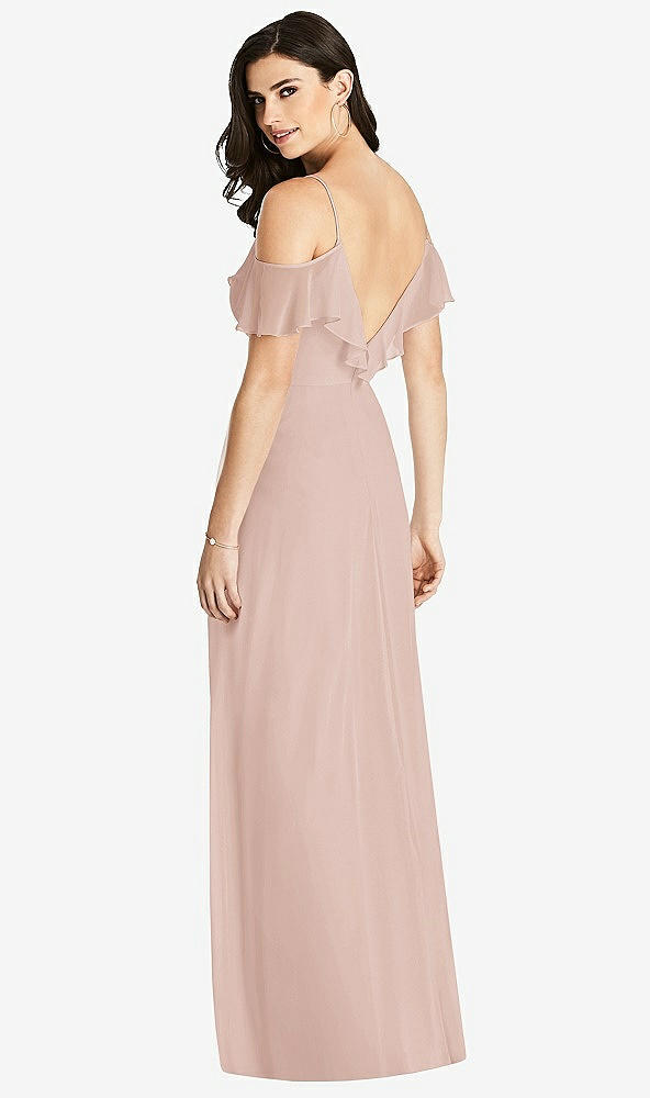 Back View - Toasted Sugar Ruffled Cold-Shoulder Chiffon Maxi Dress