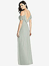 Rear View Thumbnail - Willow Green Ruffled Cold-Shoulder Chiffon Maxi Dress