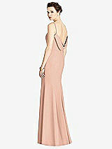 Front View Thumbnail - Pale Peach Bateau-Neck Open Cowl-Back Trumpet Gown