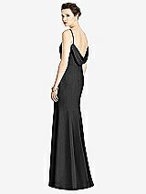 Front View Thumbnail - Black Bateau-Neck Open Cowl-Back Trumpet Gown