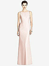 Rear View Thumbnail - Blush Bateau-Neck Open Cowl-Back Trumpet Gown