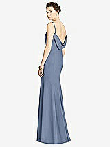 Front View Thumbnail - Larkspur Blue Bateau-Neck Open Cowl-Back Trumpet Gown