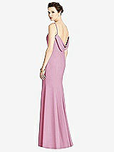 Front View Thumbnail - Powder Pink Bateau-Neck Open Cowl-Back Trumpet Gown