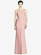 Rear View Thumbnail - Rose - PANTONE Rose Quartz Bateau-Neck Open Cowl-Back Trumpet Gown