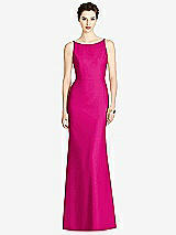 Rear View Thumbnail - Think Pink Bateau-Neck Open Cowl-Back Trumpet Gown