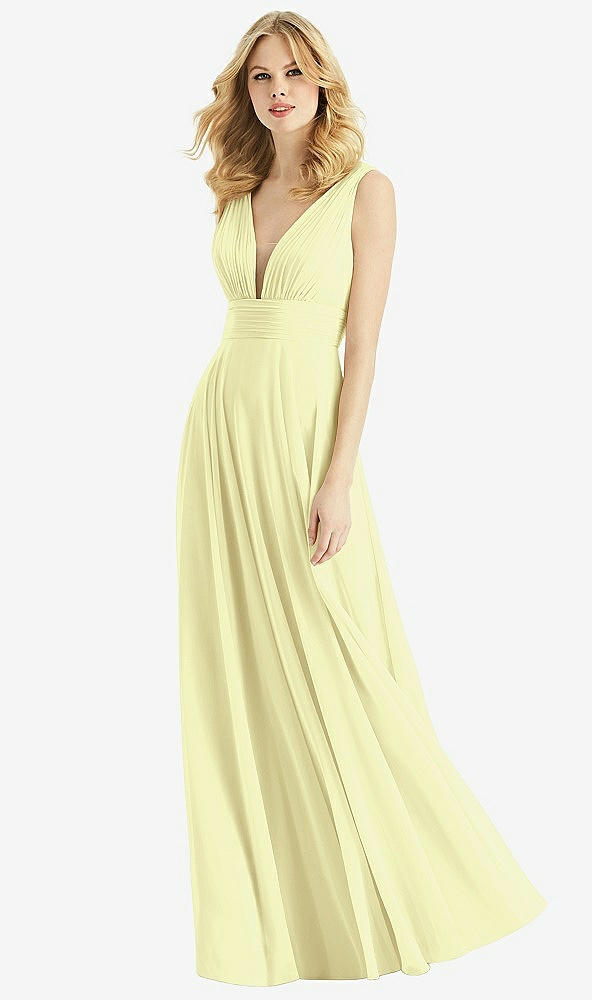 Front View - Butter Yellow & Light Nude Bella Bridesmaids Dress BB109