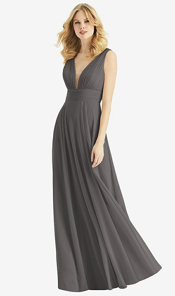 Front View - Caviar Gray & Light Nude Bella Bridesmaids Dress BB109