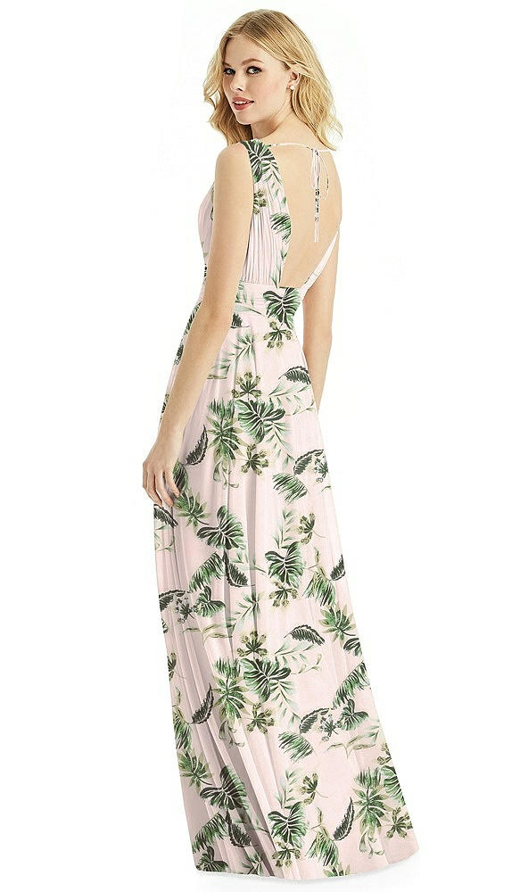 Back View - Palm Beach Print & Light Nude Bella Bridesmaids Dress BB109