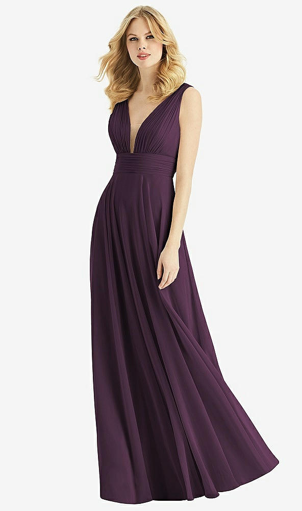 Front View - Aubergine & Light Nude Bella Bridesmaids Dress BB109