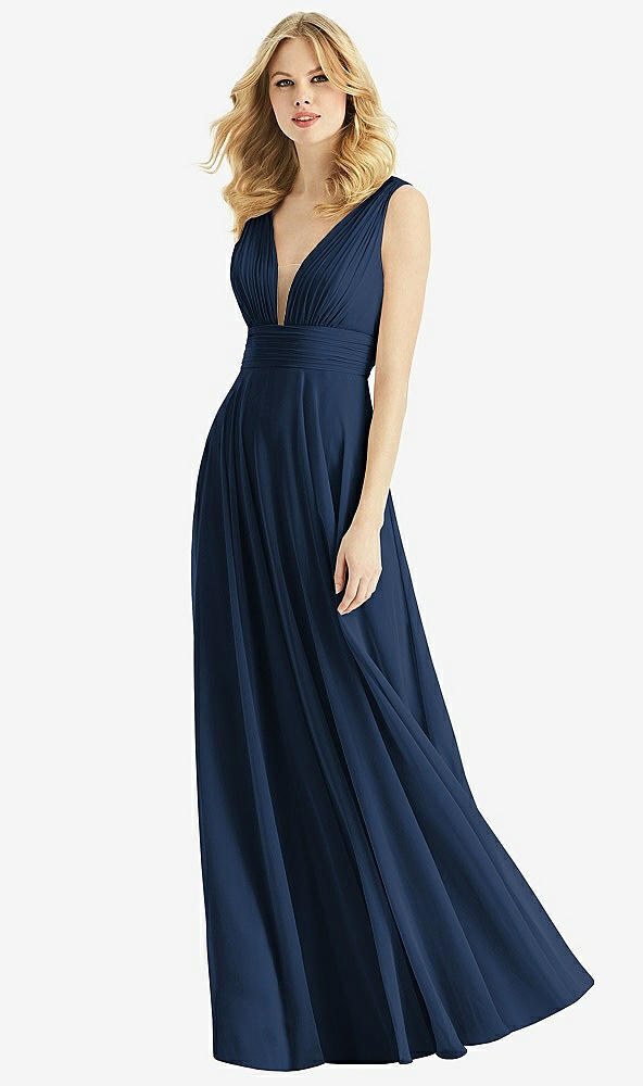 Front View - Midnight Navy & Light Nude Bella Bridesmaids Dress BB109