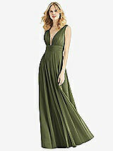 Front View Thumbnail - Olive Green & Light Nude Bella Bridesmaids Dress BB109