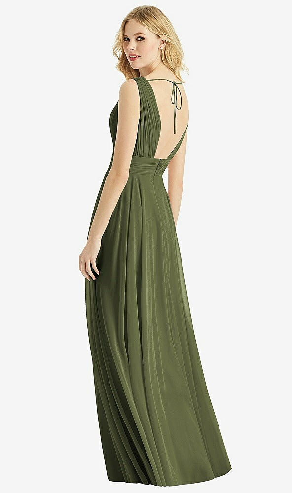 Back View - Olive Green & Light Nude Bella Bridesmaids Dress BB109