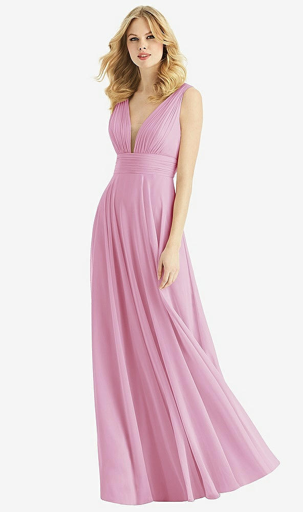 Front View - Powder Pink & Light Nude Bella Bridesmaids Dress BB109