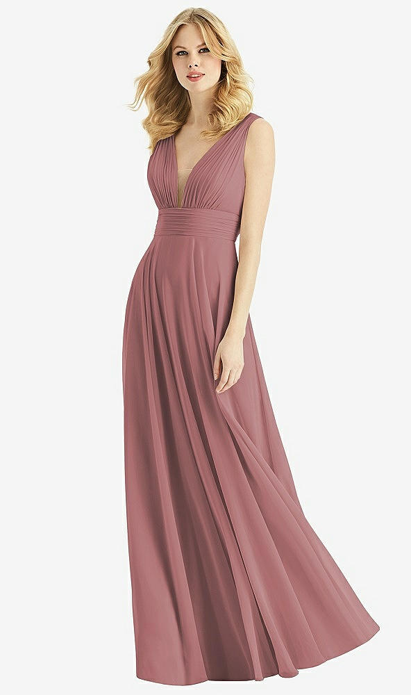 Front View - Rosewood & Light Nude Bella Bridesmaids Dress BB109