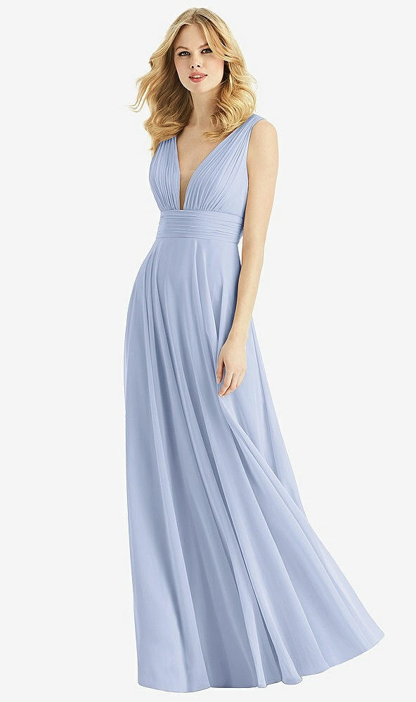 Front View - Sky Blue & Light Nude Bella Bridesmaids Dress BB109