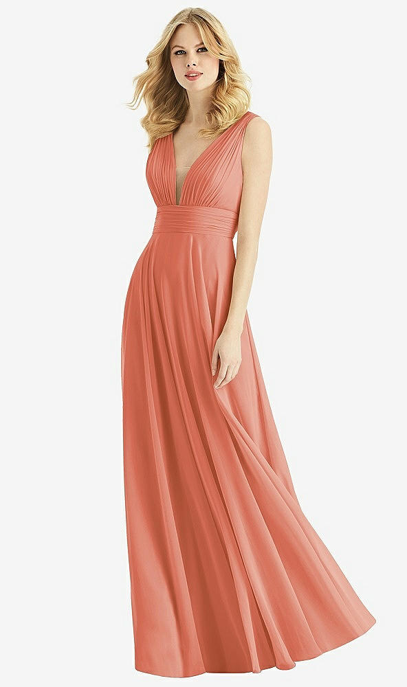 Front View - Terracotta Copper & Light Nude Bella Bridesmaids Dress BB109