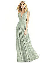 Front View Thumbnail - Vintage Primrose Sage & Light Nude Bella Bridesmaids Dress BB109