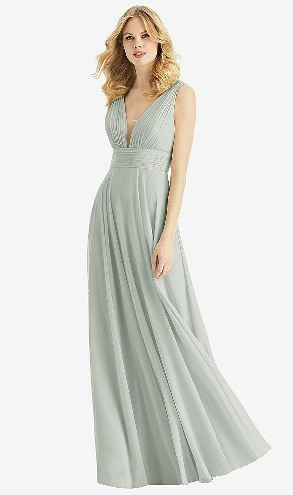 Front View - Willow Green & Light Nude Bella Bridesmaids Dress BB109