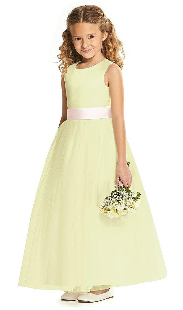 Front View - Butter Yellow & Blush Flower Girl Dress FL4060