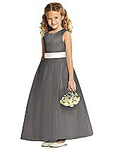 Front View Thumbnail - Caviar Gray & Blush Flower Girl Dress FL4060