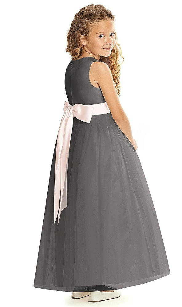 Back View - Caviar Gray & Blush Flower Girl Dress FL4060