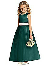 Front View Thumbnail - Evergreen & Blush Flower Girl Dress FL4060