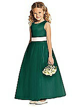 Front View Thumbnail - Hunter Green & Blush Flower Girl Dress FL4060