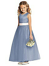 Front View Thumbnail - Larkspur Blue & Blush Flower Girl Dress FL4060