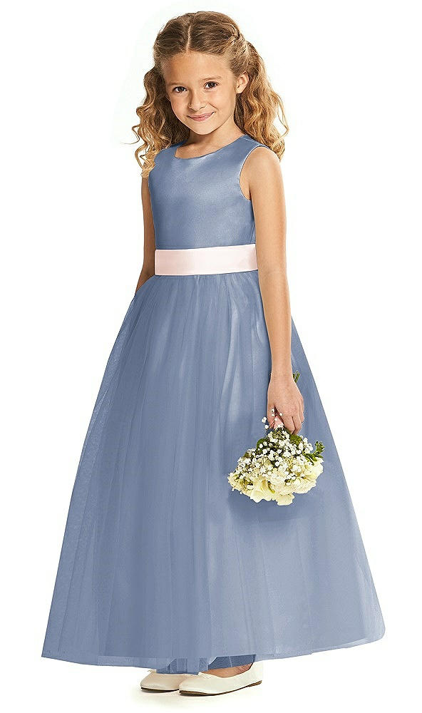 Front View - Larkspur Blue & Blush Flower Girl Dress FL4060