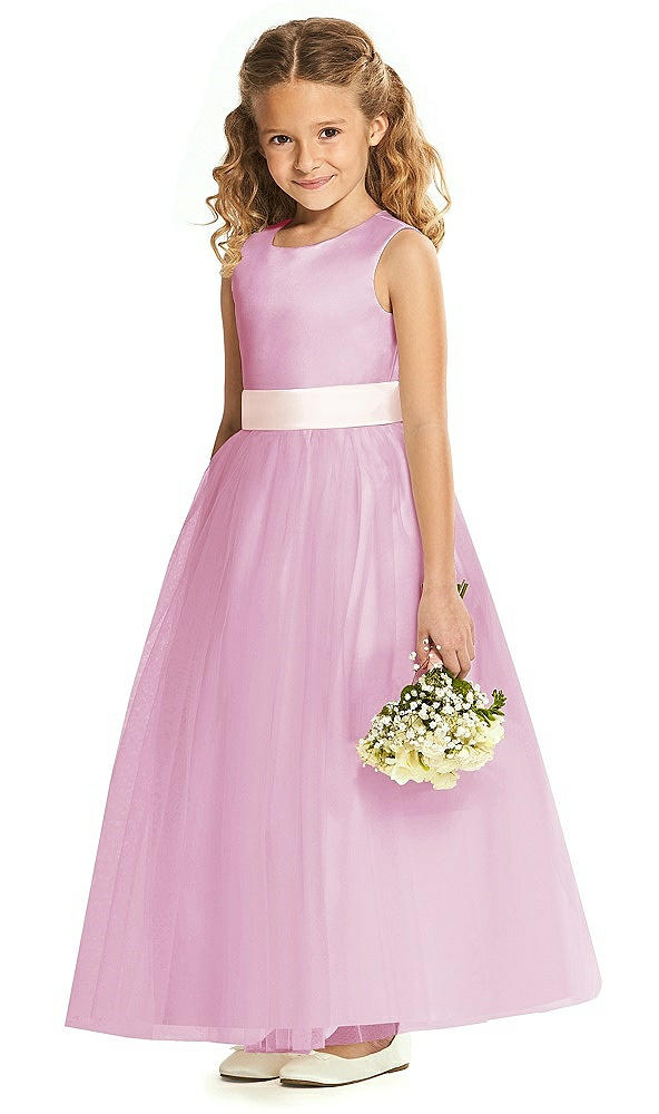 Front View - Powder Pink & Blush Flower Girl Dress FL4060