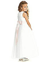 Rear View Thumbnail - White & Blush Flower Girl Dress FL4060