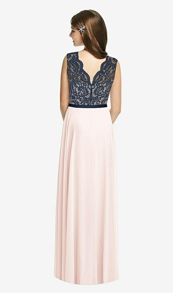 Back View - Blush & Midnight Navy Dessy Collection Junior Bridesmaid Dress JR542