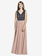 Front View Thumbnail - Neu Nude & Midnight Navy Dessy Collection Junior Bridesmaid Dress JR542