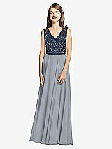 Front View Thumbnail - Platinum & Midnight Navy Dessy Collection Junior Bridesmaid Dress JR542