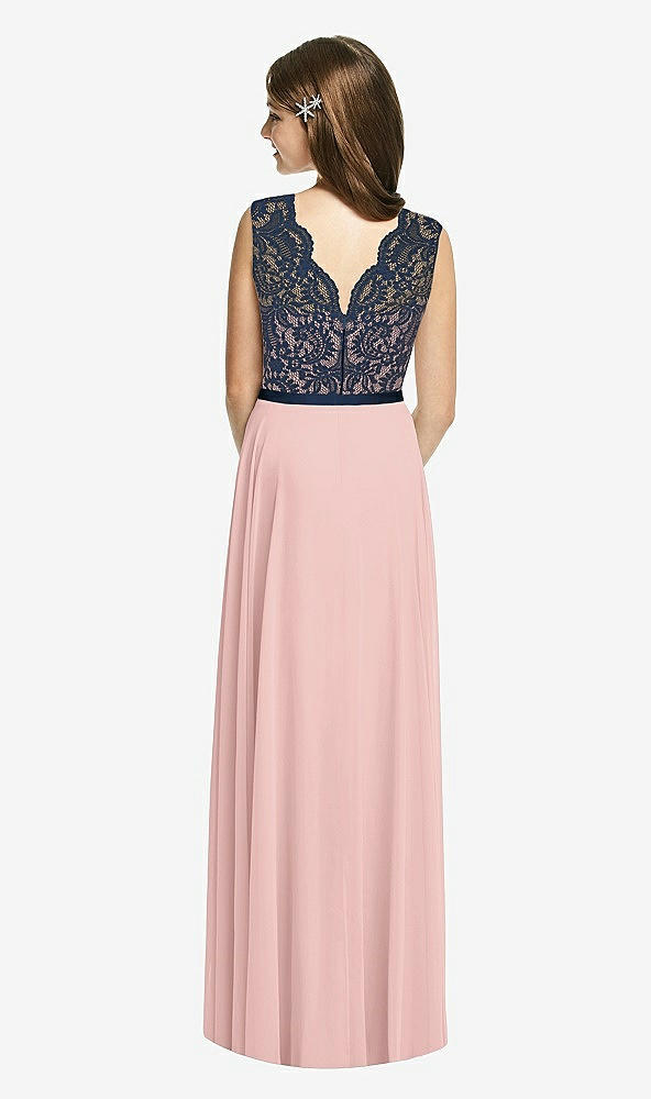 Back View - Rose - PANTONE Rose Quartz & Midnight Navy Dessy Collection Junior Bridesmaid Dress JR542