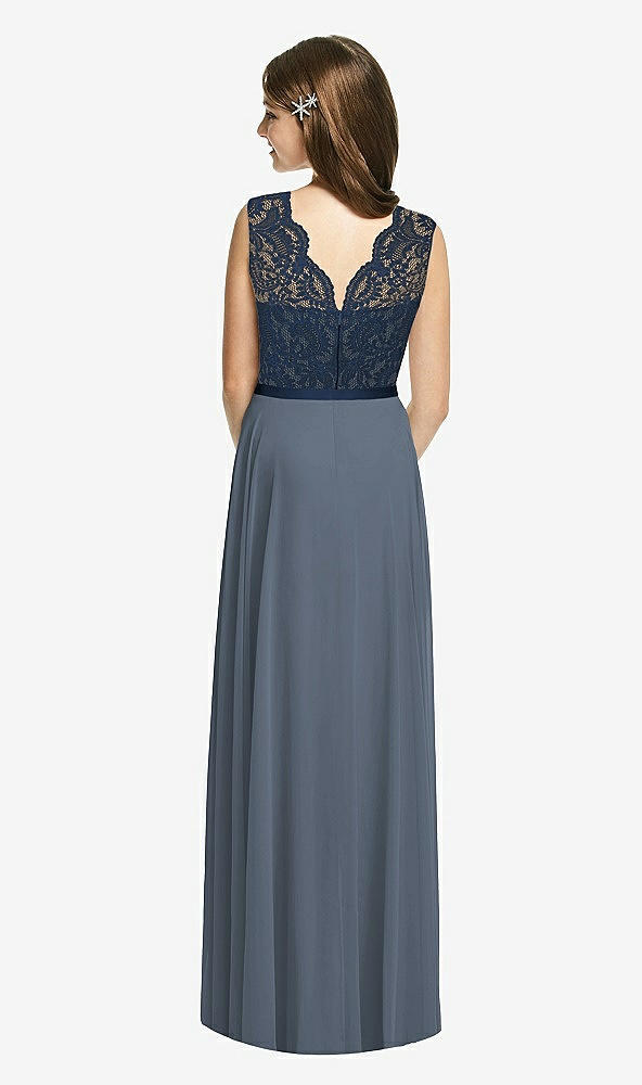 Back View - Silverstone & Midnight Navy Dessy Collection Junior Bridesmaid Dress JR542