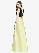 Rear View Thumbnail - Butter Yellow & Black Sleeveless A-Line Satin Dress with Pockets