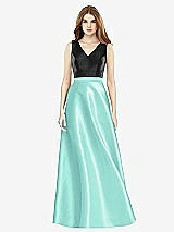 Front View Thumbnail - Coastal & Black Sleeveless A-Line Satin Dress with Pockets