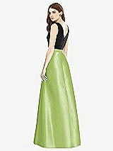 Rear View Thumbnail - Mojito & Black Sleeveless A-Line Satin Dress with Pockets