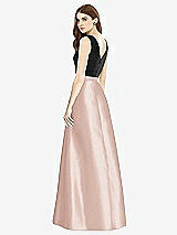 Rear View Thumbnail - Toasted Sugar & Black Sleeveless A-Line Satin Dress with Pockets