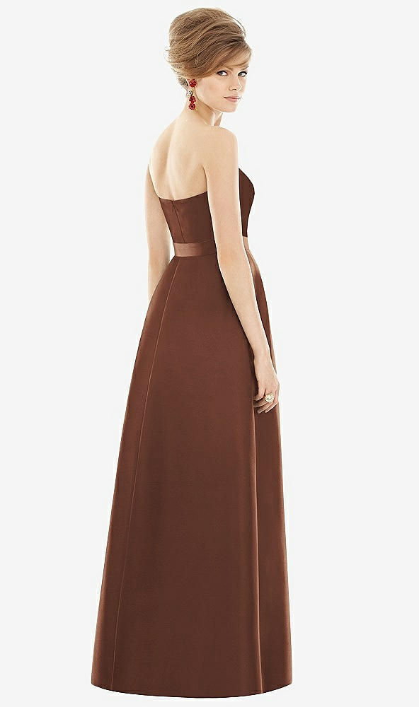 Back View - Cognac & Cognac Strapless Pleated Skirt Maxi Dress with Pockets