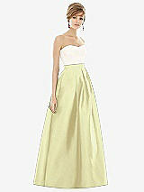 Front View Thumbnail - Butter Yellow & Ivory Strapless Pleated Skirt Maxi Dress with Pockets