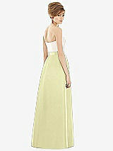 Rear View Thumbnail - Butter Yellow & Ivory Strapless Pleated Skirt Maxi Dress with Pockets