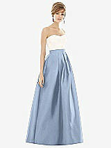 Front View Thumbnail - Cloudy & Ivory Strapless Pleated Skirt Maxi Dress with Pockets