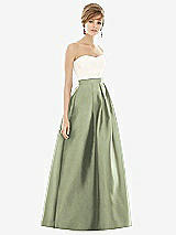 Front View Thumbnail - Sage & Ivory Strapless Pleated Skirt Maxi Dress with Pockets