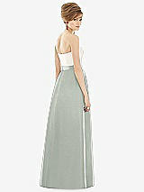 Rear View Thumbnail - Willow Green & Ivory Strapless Pleated Skirt Maxi Dress with Pockets