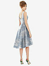 Alt View 2 Thumbnail - Porcelain Blue Seraphina Floral Bateau Neck High Low Floral Satin Cocktail Dress