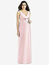 Front View Thumbnail - Ballet Pink Sleeveless Satin Twill Maternity Dress