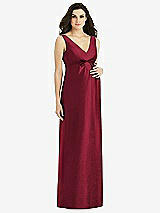 Front View Thumbnail - Burgundy Sleeveless Satin Twill Maternity Dress