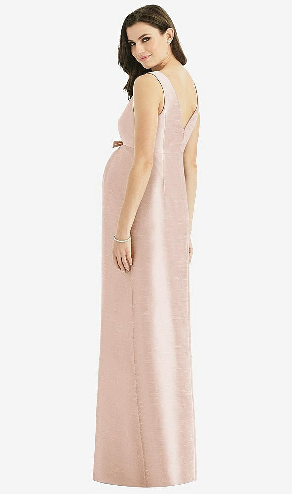 Back View - Cameo Sleeveless Satin Twill Maternity Dress